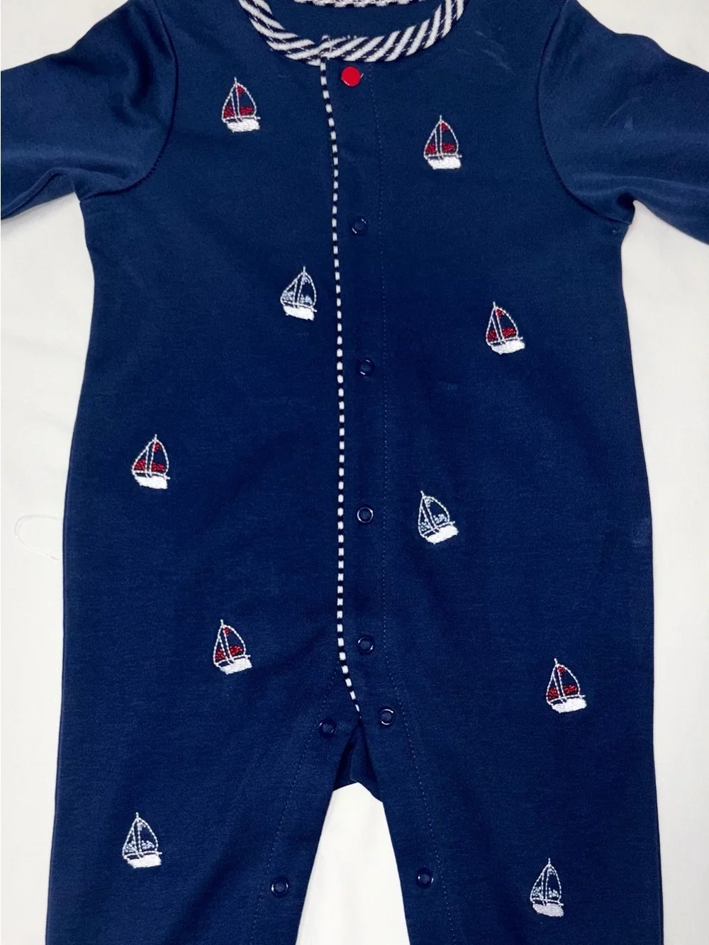 Little Me sailboat footed sleeper and hat set sz 6 months NWT